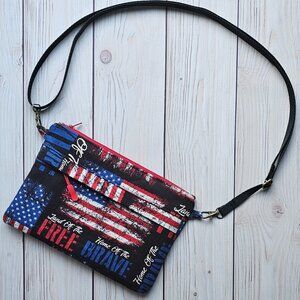 NEW Land of the Free USA Travel Crossbody Bag On-The-Go Large Pouch Purse